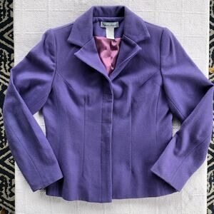Vintage 90s Stephanie Andrews Purple 100% Wool Short Jacket Blazer Sz 6 USA Y2K